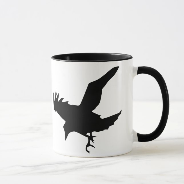 Fliegende Raben-Silhouette-Keramik-Tasse Tasse (Rechts)