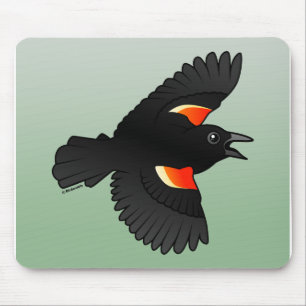 Fliegende rotgeflügelte Amsel Mousepad