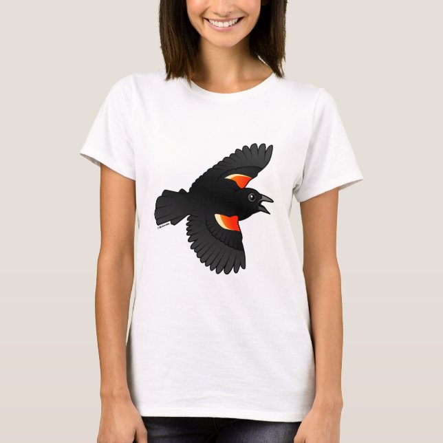 Fliegende rotgeflügelte Amsel T-Shirt (Vorderseite)