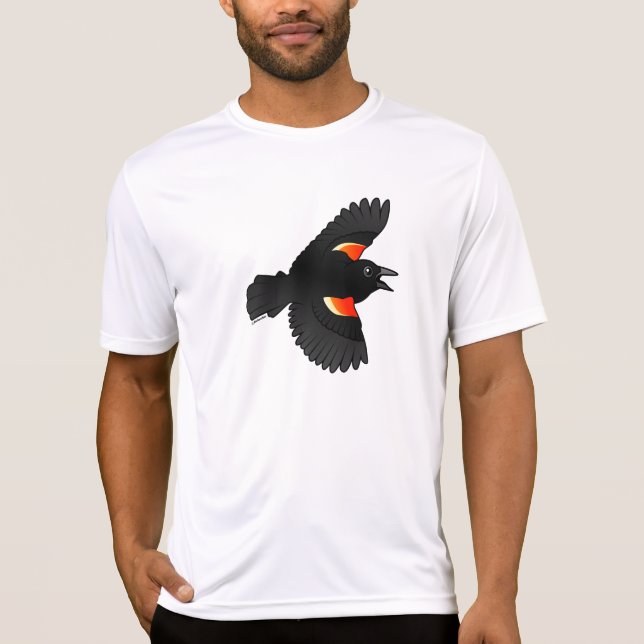 Fliegende rotgeflügelte Amsel T-Shirt (Vorderseite)