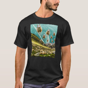Fliegende Schafe Funny Surreal Art Collage T-Shirt