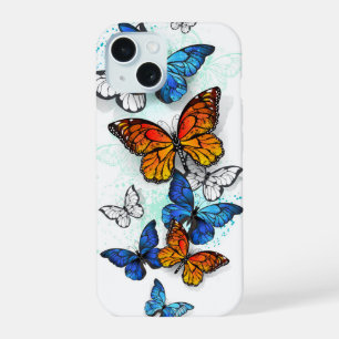 Fliegende Schmetterlinge Morpho und Monarch iPhone 15 Hülle