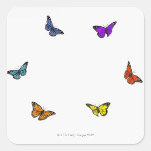 Fliegende Schmetterlinge Quadratischer Aufkleber