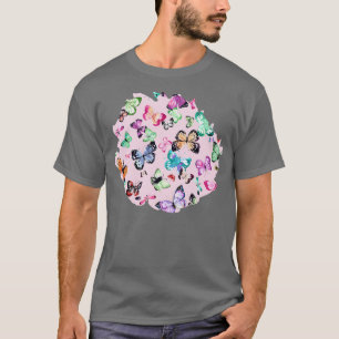 Fliegende Schmetterlinge Rosa Pastellfarben T-Shirt