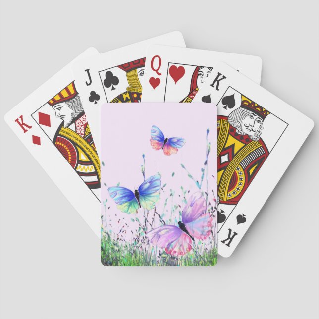 Fliegende Schmetterlinge spielen Karten Spielkarten (Rückseite)