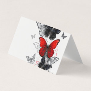 Fliegende schwarze und rote Morpho-Schmetterlinge Visitenkarten