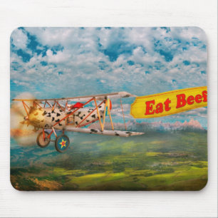 Fliegende Schweine - Flugzeug - Rindfleisch essen Mousepad
