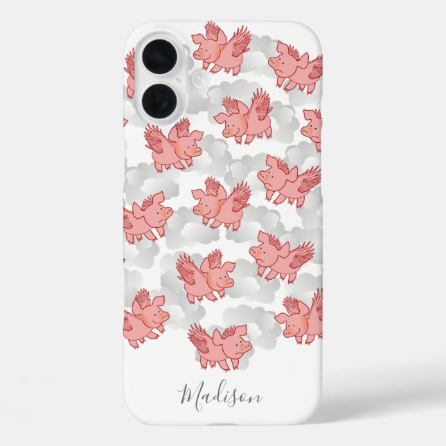 Fliegende Schweine individuelle Name Telefongehäus iPhone 16 Plus Hülle (Rückseite)