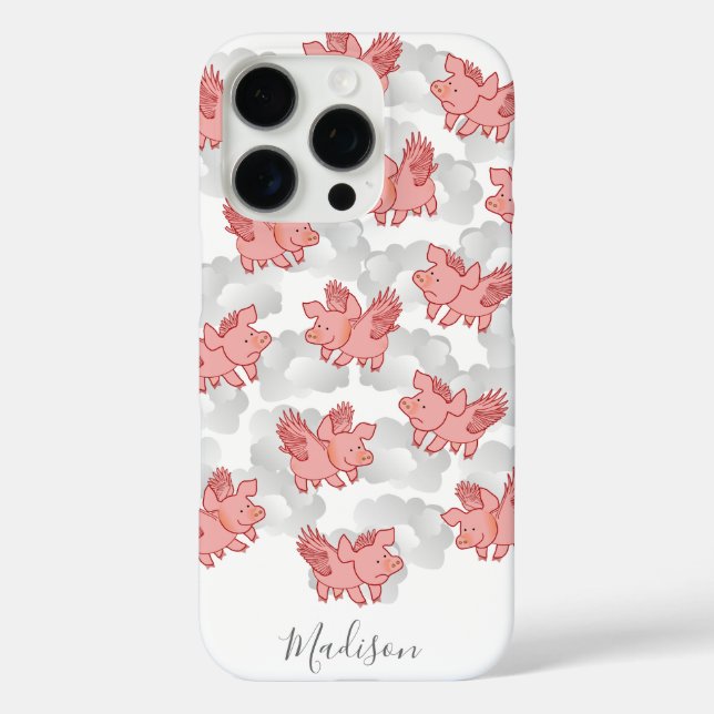 Fliegende Schweine individuelle Name Telefongehäus iPhone 16 Pro Hülle (Rückseite)