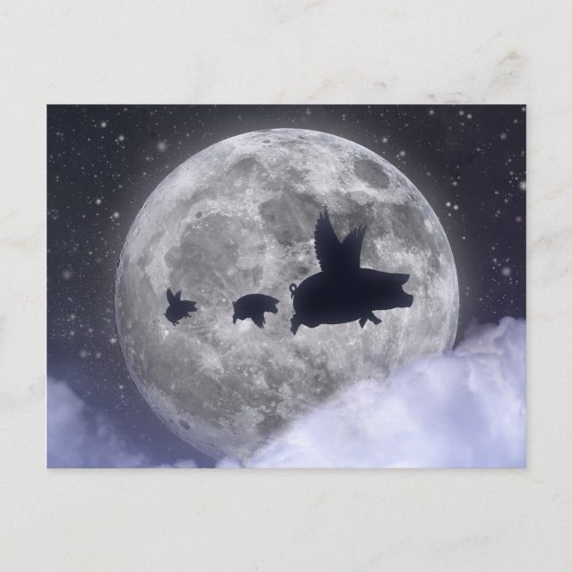 Fliegende Schweine Postkarte (Vorderseite)
