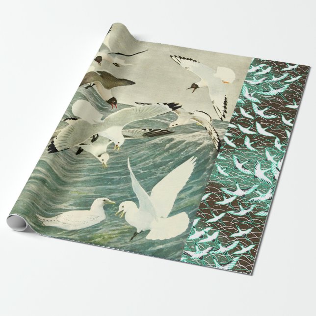 FLIEGENDE SEAGULLE ÜBER DEN WELLEN GESCHENKPAPIER (Ungerollt)