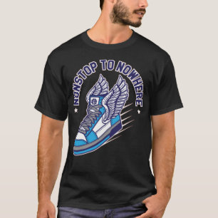 Fliegende Sneakers mit Flügeln ununterbrochen ins  T-Shirt