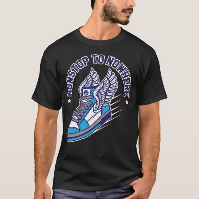 Fliegende Sneakers mit Flügeln ununterbrochen ins  T-Shirt (Vorderseite)