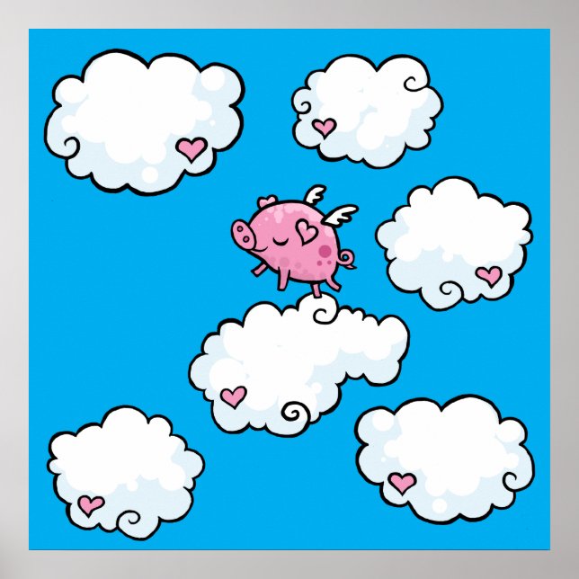 Fliegende Tänze auf Wolken Poster (Vorne)