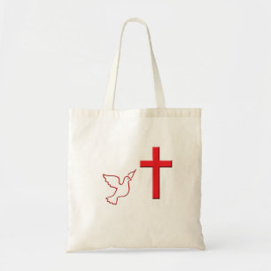 Fliegende Taube und Kreuz Tragetasche