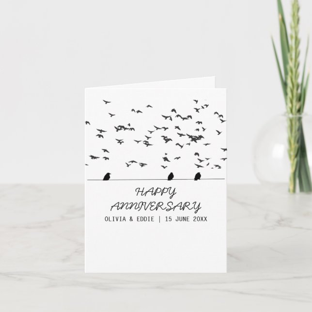 fliegende Vögel Faltkarten Dankeskarte (Vorderseite)