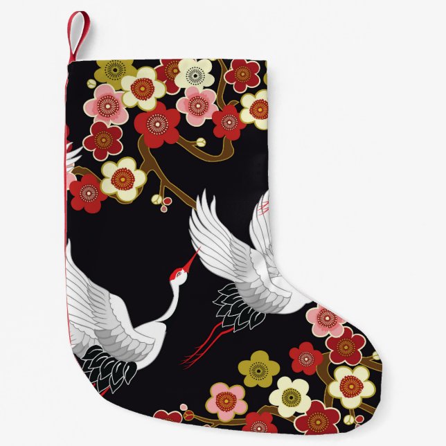 Fliegende Vögel: Krane Heron Japanisch. Kleiner Weihnachtsstrumpf (Vorderseite)