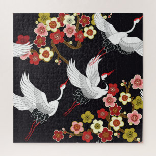 Fliegende Vögel: Kranich Reiher Japanisch.