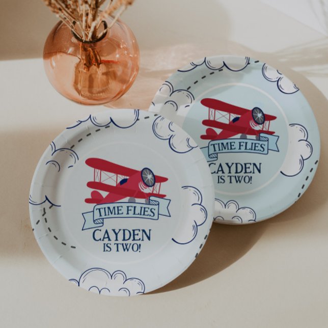 Fliegende Zeit Flugzeug Geburtstag Pappteller (Von Creator hochgeladen)