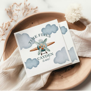 Fliegende Zeit Flugzeug Geburtstag Serviette