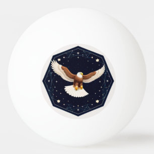 Fliegender Adler unter dem sternenklaren Himmel, k Tischtennisball