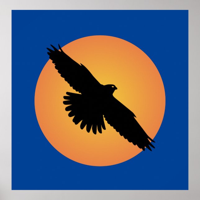 Fliegender Adler vor der Sonne Poster (Vorne)