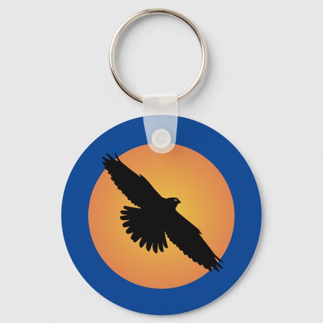 Fliegender Adler vor der Sonne Schlüsselanhänger (Vorderseite)