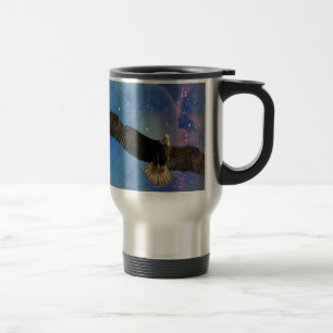 Fliegender Adler & Weltraumnebel Kunst Reisebecher