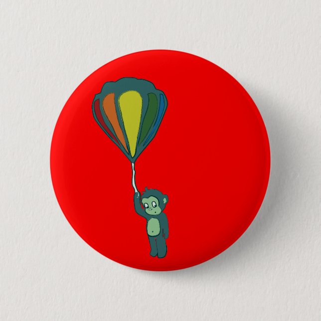 fliegender Affe: Heißluftballon Button (Vorderseite)