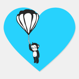 fliegender Affe: Heißluftballon Herz-Aufkleber
