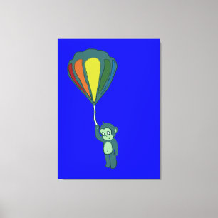 fliegender Affe: Heißluftballon Leinwanddruck