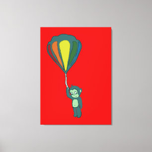 fliegender Affe: Heißluftballon Leinwanddruck