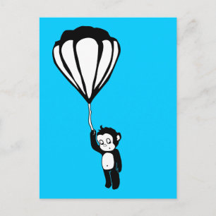 fliegender Affe: Heißluftballon Postkarte