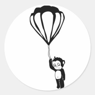 fliegender Affe: Heißluftballon Runder Aufkleber