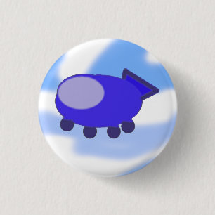 Fliegender blauer Raumschiff-Button Button