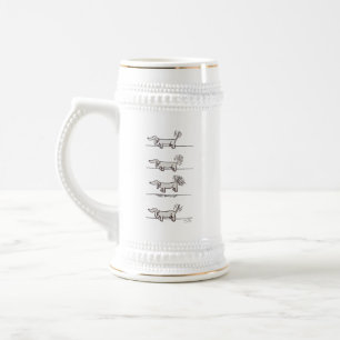 Fliegender Dackel, grauweißer Stein, Goldschnitt Bierglas