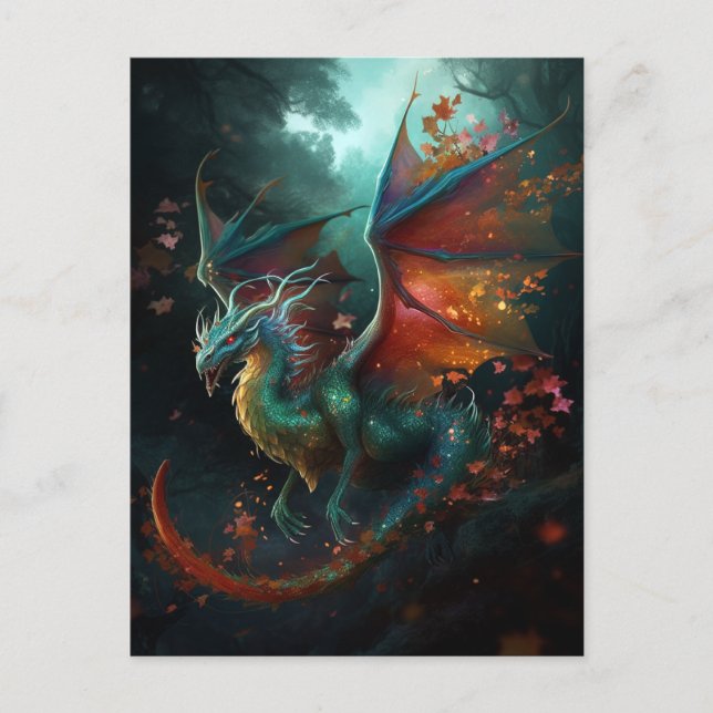 Fliegender Drache Fantastische Fantasy Postkarte (Vorderseite)