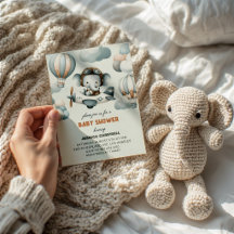 Fliegender Elefant Baby Shower Einladung