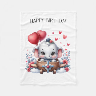 Fliegender Elefant Geburtstag Fleecedecke