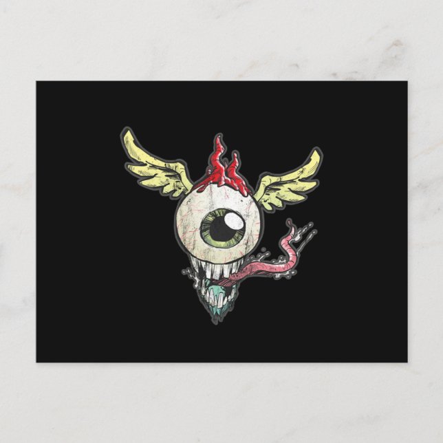 Fliegender Eyeball mit Flügeln und deutschem Helm Postkarte (Vorderseite)
