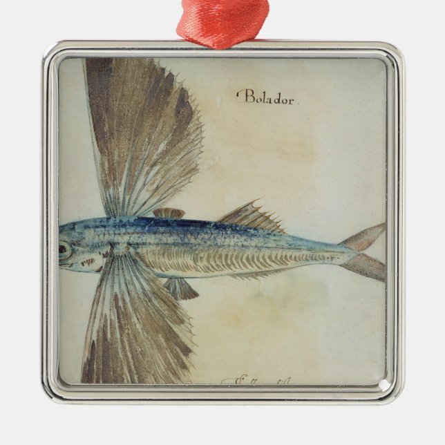 Fliegender Fisch Silbernes Ornament (Vorne)