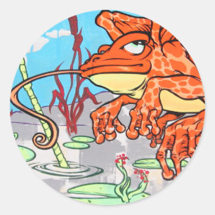 Fliegender Frosch Runder Aufkleber