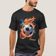 Fliegender Fußball mit Flammen.