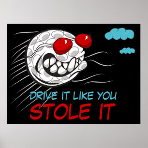 Fliegender Golfball mit Sonnenbrille mit lustigem Poster