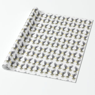 Fliegender grauer Cockatiel plappert Packpapier