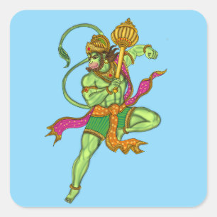 Fliegender Hanuman-Aufkleber Quadratischer Aufkleber