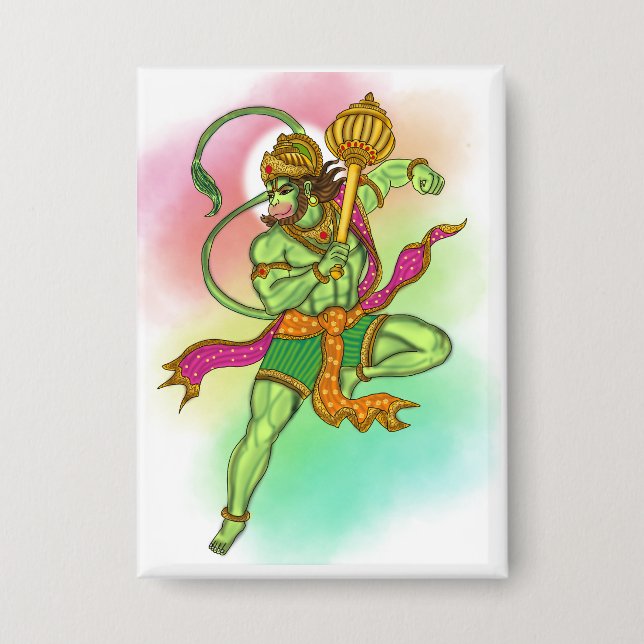 Fliegender Hanuman-Knopf Button (Vorderseite)