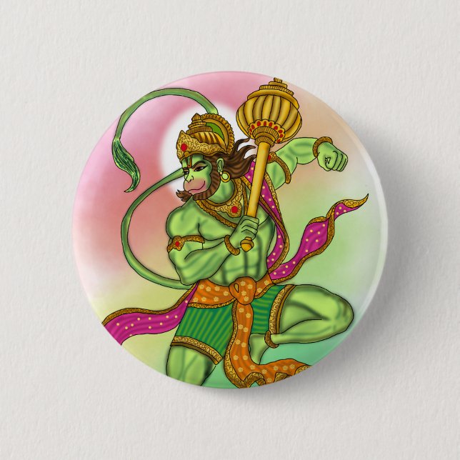 Fliegender Hanuman-Knopf Button (Vorderseite)