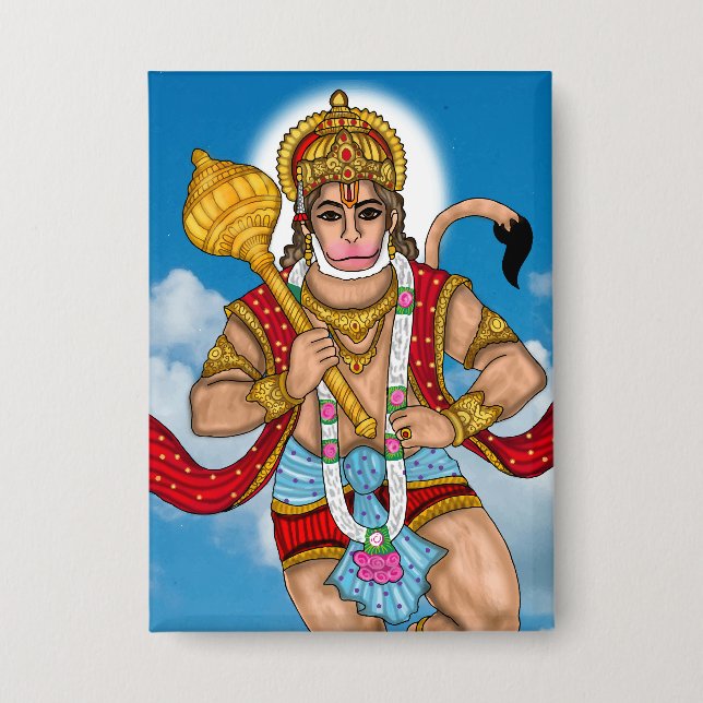 Fliegender Hanuman-Knopf Button (Vorderseite)