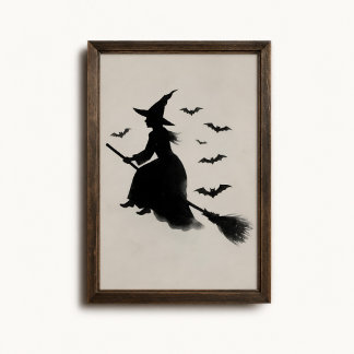 Fliegender Hexenfledermäuse Besenstiel Halloween P Poster
